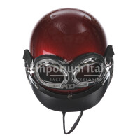 Eros backpack and bag helmet with shoulder strap, Cosplay Steampunk Style, in eco-leather, red color, ARIANNA DINI DESIGN