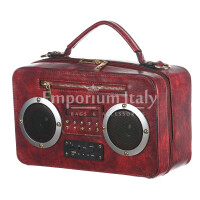 Borsa Radio Musical con casse funzionanti con tracolla, Cosplay Steampunk, ecopelle, colore rosso, ARIANNA DINI DESIGN