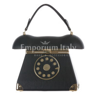 Telephone Penelope bag with shoulder strap, Cosplay Steampunk Style, eco-leather, black color, ARIANNA DINI DESIGN
