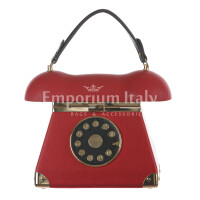 Telephone Penelope bag with shoulder strap, Cosplay Steampunk Style, eco-leather, red/black color, ARIANNA DINI DESIGN