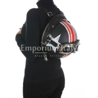 Borsa zaino Eros casco con tracolla, Cosplay Steampunk, ecopelle, colore bandiera statunitense, ARIANNA DINI DESIGN