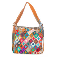 MIRIAM backpack bag, soft genuine leather, multicolor rhombuses, ARIANNA DINI