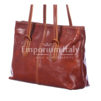  Genuine leather shoulder bag for woman MINA MAXI, HONEY colour, CHIAROSCURO, MADE IN ITALY