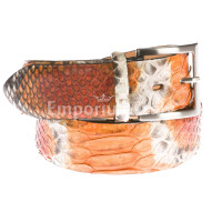 Cintura uomo BEIRUT C28, vera pelle pitone certificato CITES, colore ARANCIO/GRIGIO, ELIO ZAGATO, Made in Italy - P010461
