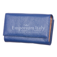 Genuine leather wallet for woman ORCHIDEA, BLUE colour, SANTINI, MADE IN ITALY