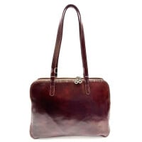 Ladies bag DORA, buffered leather, brown, Chiaroscuro, Made in Italy.