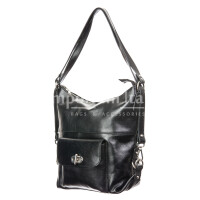 Ladies genuine leather bag CHIAROSCURO mod. MARTA, colour BLACK, Made in Italy.
