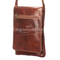 Mens genuine leather bag CHIAROSCURO mod. RONI, BROWN, Made in Italy.
