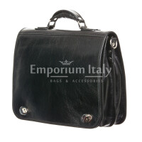 Mens & ladies genuine leather work / office bag CHIAROSCURO mod. GIORGIO, BLACK, Made in Italy.