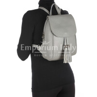 Monte ELBERT: woman backpack, soft leather, color: GREY, Made in Italy.