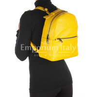 Monte NEVIS : ladies backpack, soft leather, color : YELLOW, Made in Italy