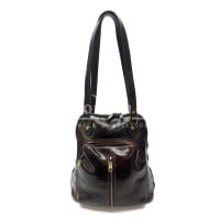 Genuine leather backpack for woman MONTE CRISTALLO, DARK BROWN, CHIAROSCURO, MADE IN ITALY