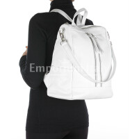 Genuine buffered leather backpack for woman MONTE STREGA, white CHIAROSCURO, MADE IN ITALY