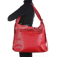OLIVIA : bag / backpack, soft leather, color : red, Made in Italy
