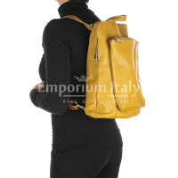 Monte MONVISO: ladies bag / backpack, soft leather, color : YELLOW, Made in Italy