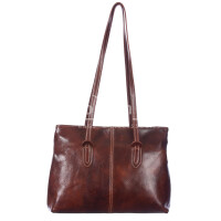 Ladies bag buffered real leather mod. MINA small, color BROWN, CHIAROSCURO, Made in Italy