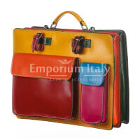 ELVI XXL base Giallo: Cartella ufficio/lavoro in vera pelle CHIAROSCURO, Made in Italy adatta a computer Pc portatile 15 pollici, brochure grandi, cartelle