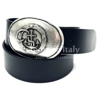 Montblanc Meisterstück Cintura in Pelle Nera con Fibbia a Ferro di Cavallo