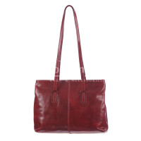 Borsa a spalla da donna in vera pelle MINA SMALL, colore ROSSO, CHIAROSCURO, Made in Italy