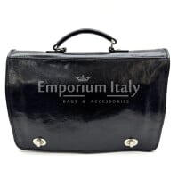 Mens & ladies genuine leather work / office bag CHIAROSCURO mod. GIORGIO, BLACK, Made in Italy.