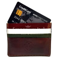 Porta tessere - carte di credito uomo / donna in vera pelle tradizionale SANTINI mod BELGIO, MULTICOLORE/VERDE/BIANCO/ROSSO, tricolore della bandiera italiana, Made in Italy.