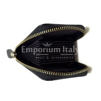 Mens / Ladies cardholder in genuine traditional leather SANTINI mod SLOVENIA, color BLACK, Made in Italy.