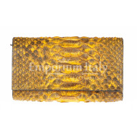 Genuine python skin wallet for woman GIRASOLE, YELLOW colour, CITES, MADE IN ITALY.