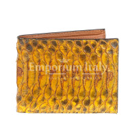 Genuine leather python wallet for man ABU DHABI, CITES,YELLOW colour, SANTINI, MADE IN ITALY 