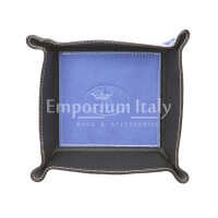 Mens / ladies leather pocket emptier CHIAROSCURO mod HARRY, LIGHT BLUE / BLACK, Made in Italy.