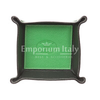 Mens / ladies leather pocket emptier CHIAROSCURO mod HARRY, GREEN / BLACK, Made in Italy.
