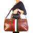 Borsone da viaggio in vero cuoio con tricolore italiano COMO MEDIO, colore MARRONE, CHIAROSCURO, Made in Italy