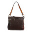 ORNELLA : borsa donna a spalla in cuoio, colore : MULTICOLOR base marrone, Made in Italy