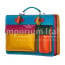 ELVI Maxi base Azzurro: Cartella ufficio/lavoro in vera pelle CHIAROSCURO, MULTICOLORE, Made in Italy adatta a computer Pc portatile 13/14 pollici, brochure grandi, cartelle e fogli formato A4