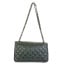 Borsa a spalla da donna in vera pelle CHARLOTTE MEDIUM, colore NERO con catene CANNA DI FUCILE, CHIAROSCURO, Made in Italy