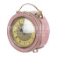 Borsa Mini Ben con orologio funzionante con tracolla, in Stile Steampunk, ecopelle, colore rosa, ARIANNA DINI DESIGN