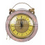 Borsa Mini Clock con orologio funzionante con tracolla, Cosplay Steampunk, ecopelle, colore rosa/lilla, ARIANNA DINI DESIGN