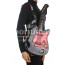 Borsa Guitar Shana con cassa funzionante, con tracolla, Cosplay Steampunk, ecopelle, colore nero / bordeaux, ARIANNA DINI DESIGN