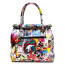 Borsa donna in vera pelle CHIAROSCURO mod. LEONA, MULTICOLORE-FLOREALE, Made in Italy