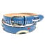 GOLF BELT CART: cintura uomo in cuoio, colore : CELESTE / MULTICOLOR, tema fantasia Golf, Made in Italy