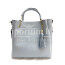 Borsa donna KAROLINA a spalla in vera pelle rigida, colore AZZURRO, CHIAROSCURO, Made in Italy