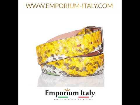 Cintura uomo BEIRUT C21 vera pelle pitone certificato CITES colore GIALLO, ELIO ZAGATO Made in Italy