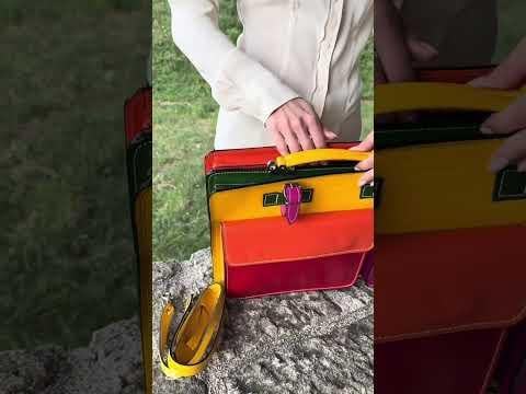 ELVI Maxi base Gialla: Cartella lavoro in vera pelle, CHIAROSCURO, MULTICOLORE, Made in Italy