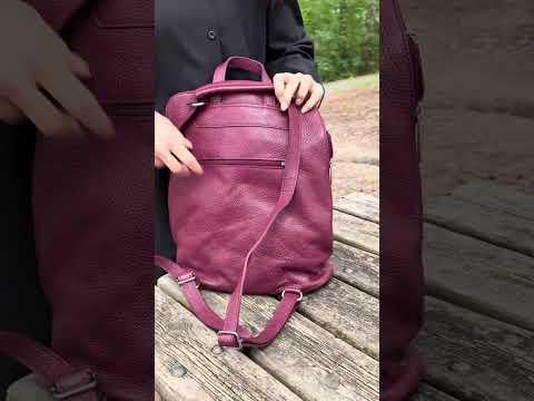 MONVISO : borsa - zaino donna, pelle morbida, colore: BORDEAUX, Made in Italy