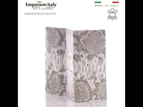 Portafoglio donna in pelle di pitone GIACINTO, certificato CITES, ROCCIA, SANTINI, MADE IN ITALY