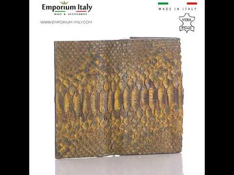 Portafoglio donna in pelle di pitone GIACINTO, cert CITES, MIELE, interno MARRONE, MADE IN ITALY