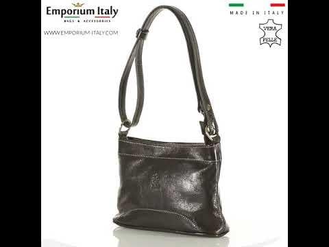Borsa a spalla da donna in vera pelle GEMMA, colore TESTA DI MORO, CHIAROSCURO, MADE IN ITALY