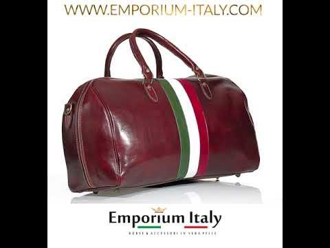 Borsone da viaggio vero cuoio tricolore italiano COMO SMALL TESTA DI MORO CHIAROSCURO MADE IN ITALY