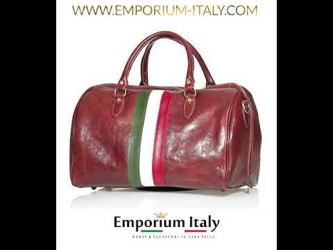 COMO MAXI : borsa da viaggio in cuoio, tricolore, colore : TESTAMORO, Made in Italy