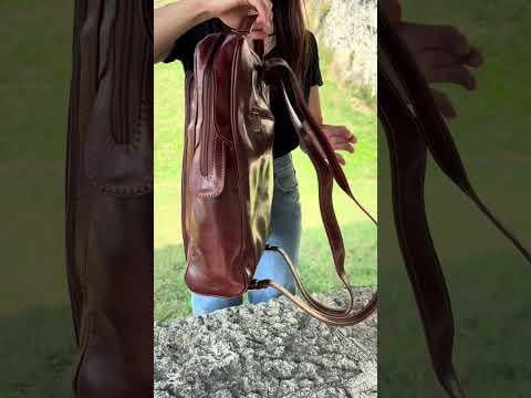 Borsa zaino in vera pelle CHIAROSCURO mod. MONTE BIANCO maxi colore MARRONE Made in Italy