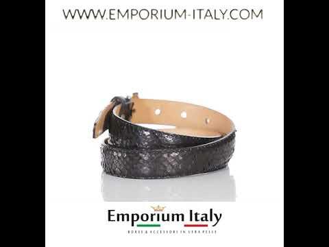 Cintura uomo FERRARA, vera pelle pitone certificato CITES, colore NERO, RINO DOLFI, Made in Italy